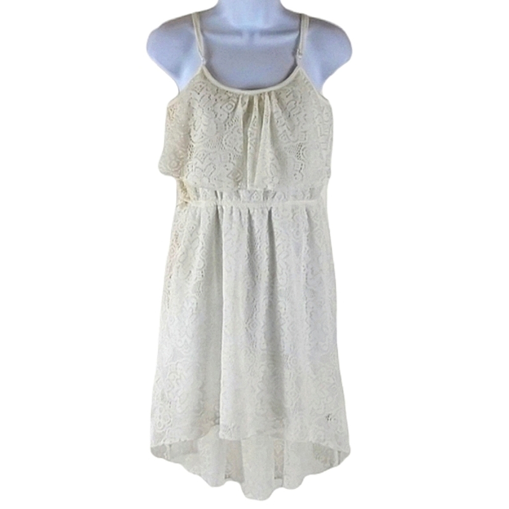 Almost famous white lace overlay high low dress